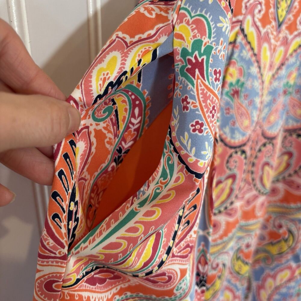 Boho Paisley Women Dress Size 2P Resort Vacation Artsy Preppy Retro Mod Colorful - Picture 6 of 16